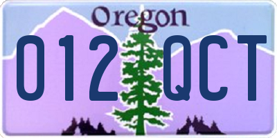OR license plate 012QCT