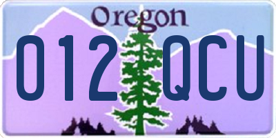OR license plate 012QCU
