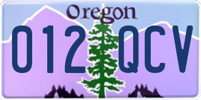 OR license plate 012QCV
