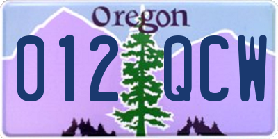 OR license plate 012QCW