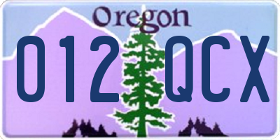OR license plate 012QCX