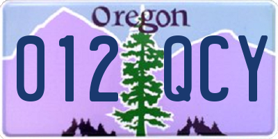 OR license plate 012QCY