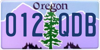 OR license plate 012QDB