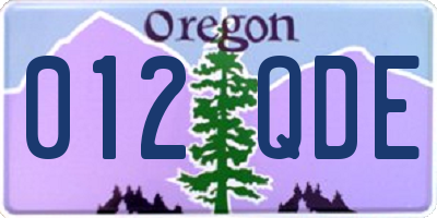 OR license plate 012QDE