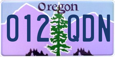 OR license plate 012QDN
