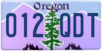 OR license plate 012QDT