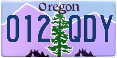 OR license plate 012QDY