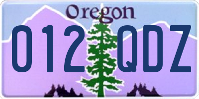 OR license plate 012QDZ