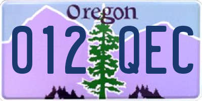 OR license plate 012QEC