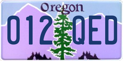 OR license plate 012QED