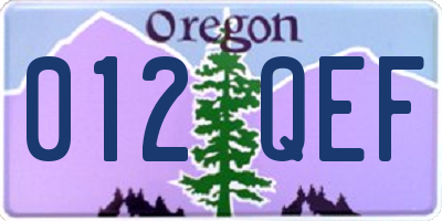 OR license plate 012QEF