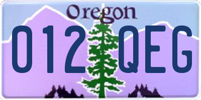 OR license plate 012QEG