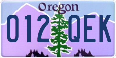 OR license plate 012QEK