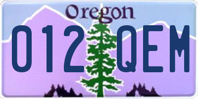 OR license plate 012QEM
