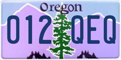 OR license plate 012QEQ
