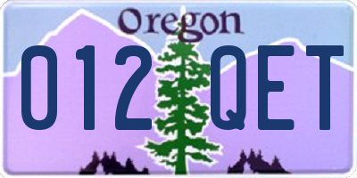 OR license plate 012QET