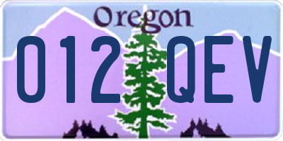 OR license plate 012QEV