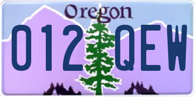OR license plate 012QEW