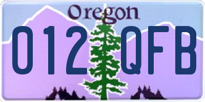 OR license plate 012QFB