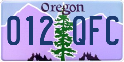 OR license plate 012QFC