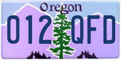 OR license plate 012QFD