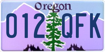 OR license plate 012QFK