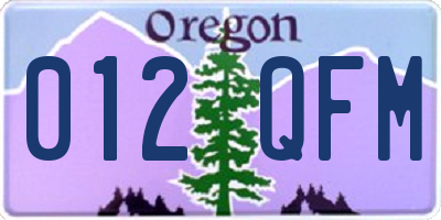 OR license plate 012QFM
