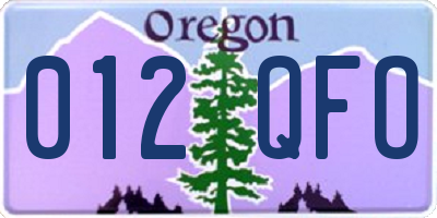 OR license plate 012QFO