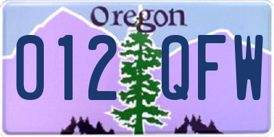 OR license plate 012QFW
