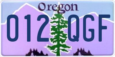 OR license plate 012QGF