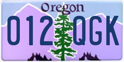 OR license plate 012QGK