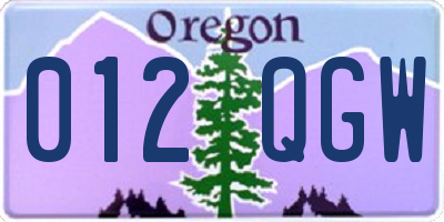 OR license plate 012QGW