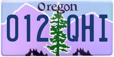 OR license plate 012QHI