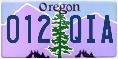 OR license plate 012QIA