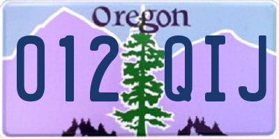 OR license plate 012QIJ