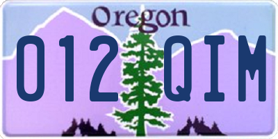 OR license plate 012QIM