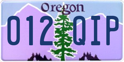 OR license plate 012QIP