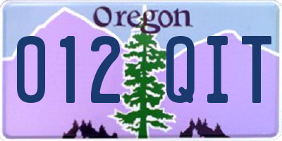 OR license plate 012QIT