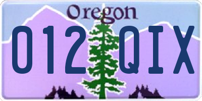 OR license plate 012QIX