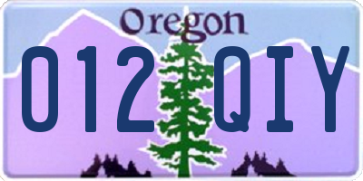 OR license plate 012QIY