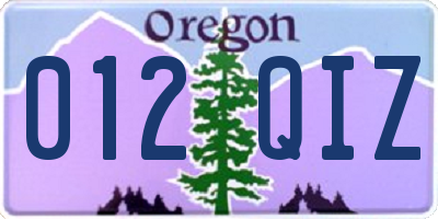 OR license plate 012QIZ