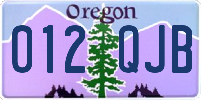 OR license plate 012QJB