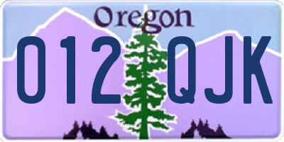 OR license plate 012QJK