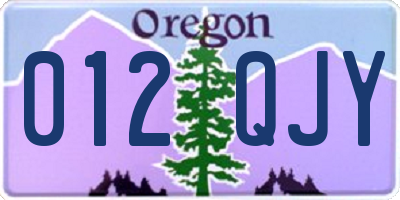 OR license plate 012QJY