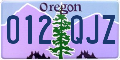 OR license plate 012QJZ