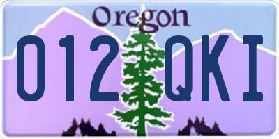 OR license plate 012QKI