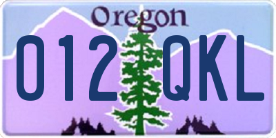 OR license plate 012QKL