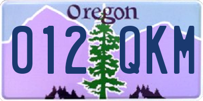 OR license plate 012QKM
