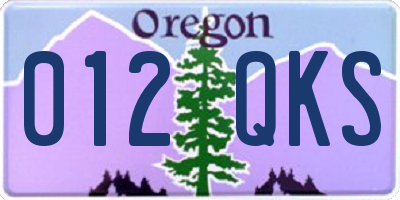 OR license plate 012QKS