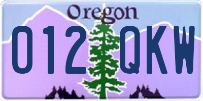 OR license plate 012QKW
